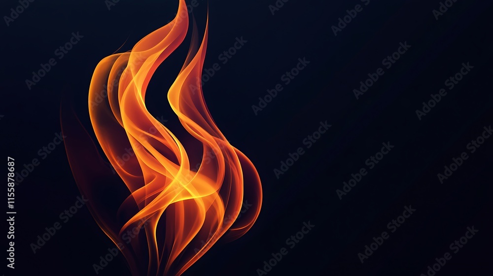 Poster generate an image of a stylized flame with intricate, sharp lines and fluid gradients