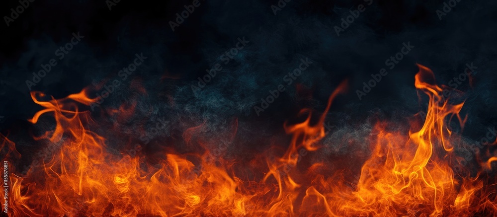 Poster black flame with dark background evoking mystery and depth featuring empty copyspace for text integr