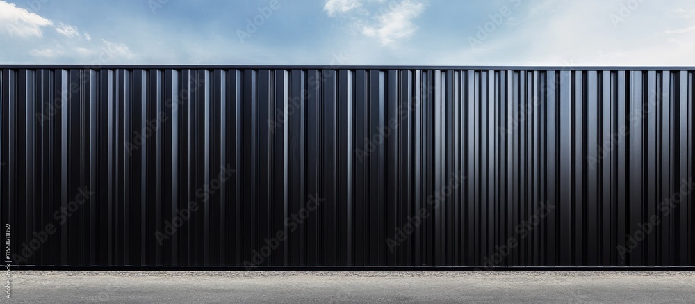 Aufkleber black fence architectural features with shipping container background ideal for text placement in ur