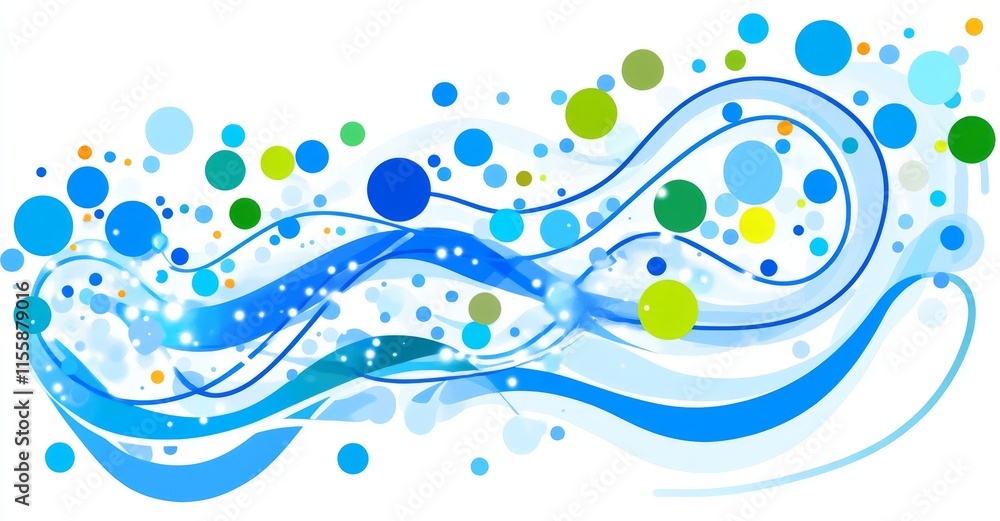 Poster a blue network featuring abstract connections on a white background. network technology with dots an