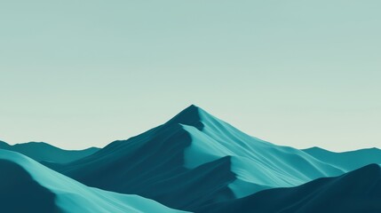 Serene Minimalist Landscape of Abstract Mountains in Soft Teal Hues