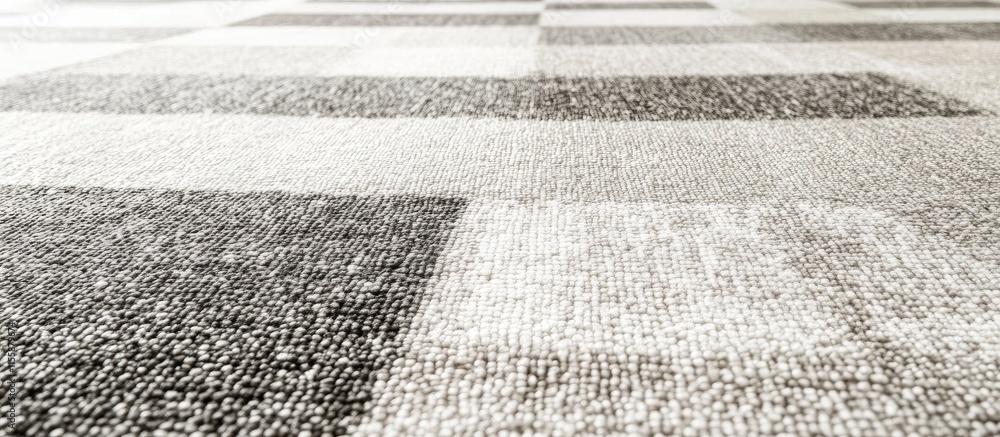 Poster beige and white checkered seamless fabric design creating an elegant textured carpet in grayscale wi