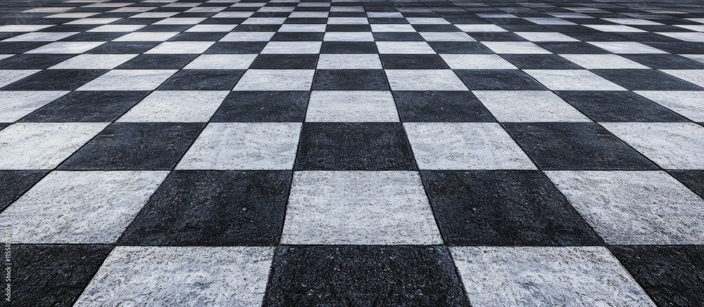 Poster checkerboard racing pavement with blank area for text and design elements in black and white color s