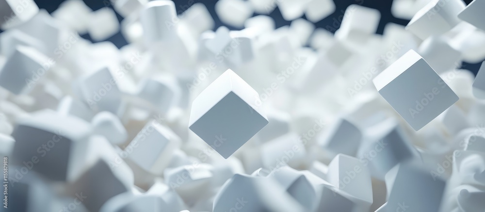 Poster abstract 3d white geometric shapes with depth and motion ideal for backgrounds and text overlay in c
