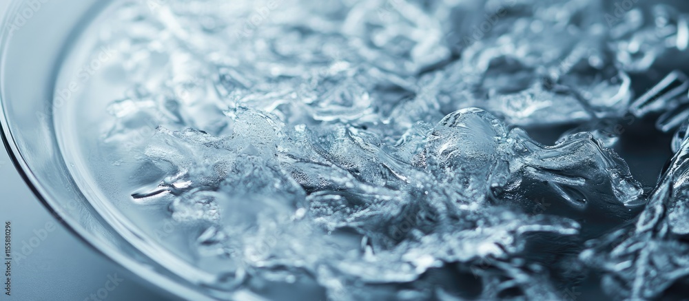 Poster close up of frozen plate showcasing intricate ice texture with empty space for personalized text or 