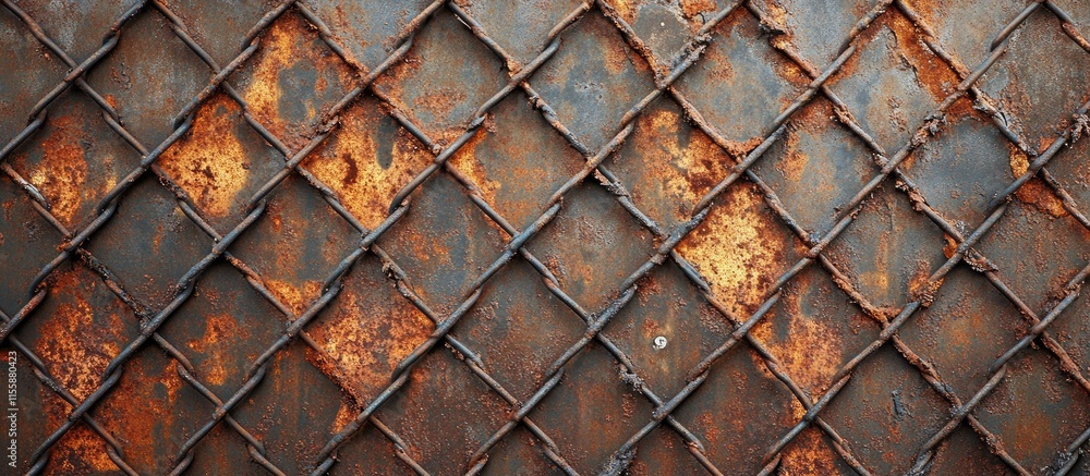 Poster close up of a weathered and rusty chain link fence texture with space for text or graphic overlay