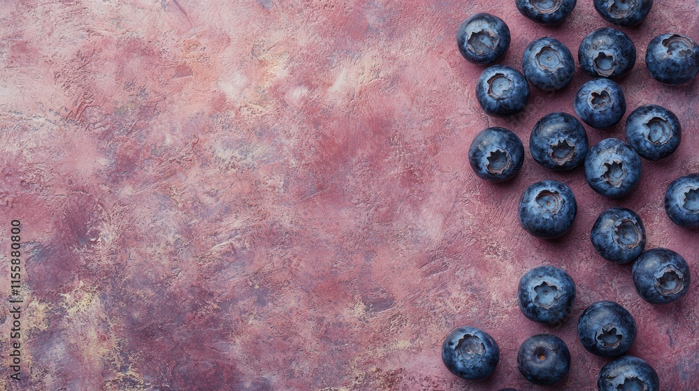 Aufkleber fresh blueberries on textured background with empty space for text showcasing vibrant colors and nat