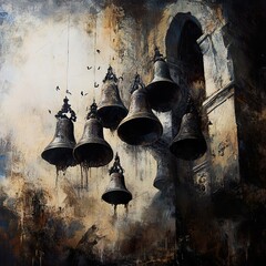 Obraz premium Ancient Church Bells: Awe-Inspiring Architectural Painting