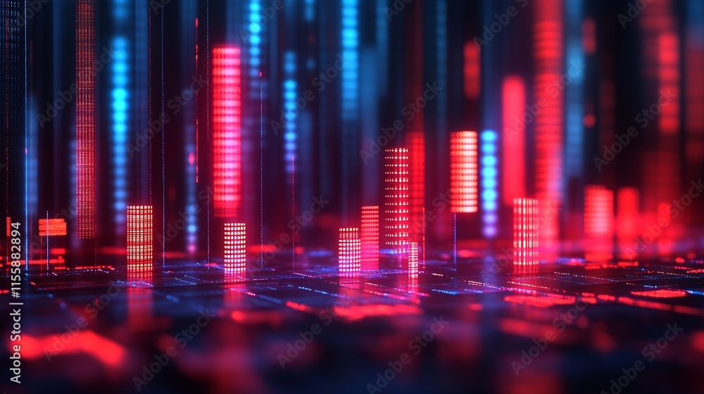 Aufkleber Dynamic digital neon cityscape representing futuristic data visualization concepts : Generative AI