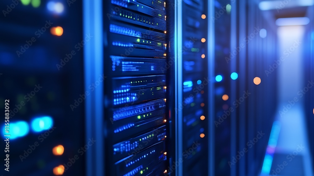 Aufkleber Advanced Data Center Server Racks with LED Indicator Lights : Generative AI