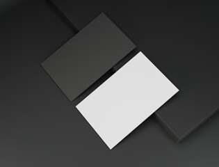 Minimal black and white Business cards isolated 3d render on the black background