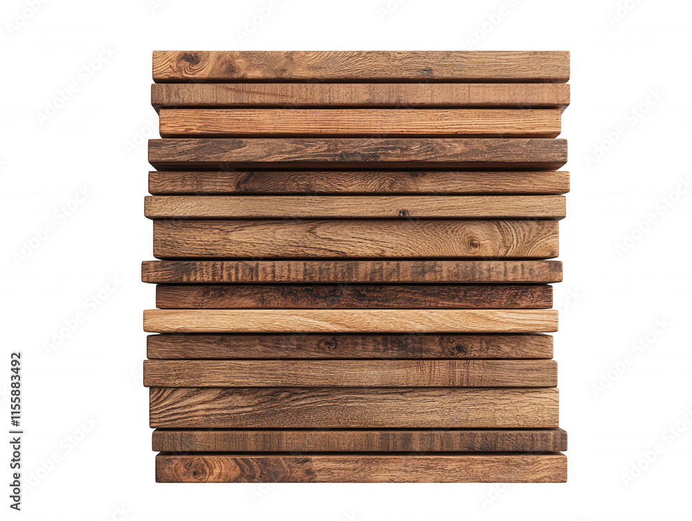 Poster stacked wooden planks displaying natural grain and texture for background or use, ideal for rustic a
