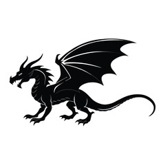 Fototapeta premium Fearless Winged Dragon Illustration in Striking Detail