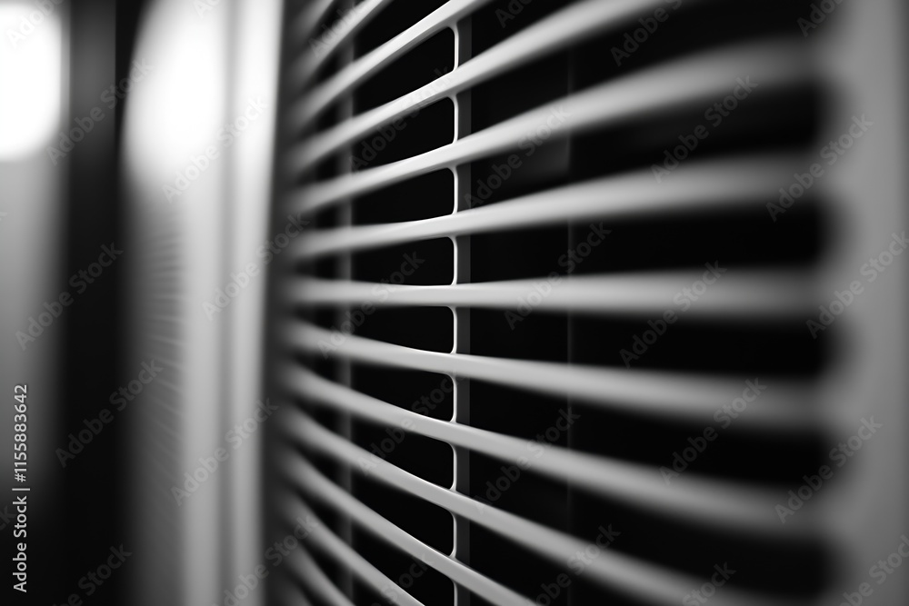 Poster minimalist black and white air vent design with abstract symmetry : generative ai