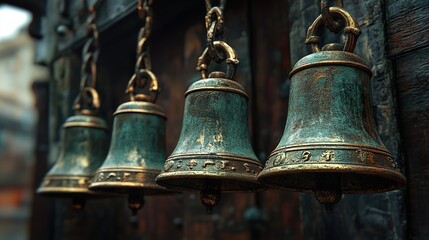 Obraz premium Ancient Church Bells: A Glimpse into History and Faith