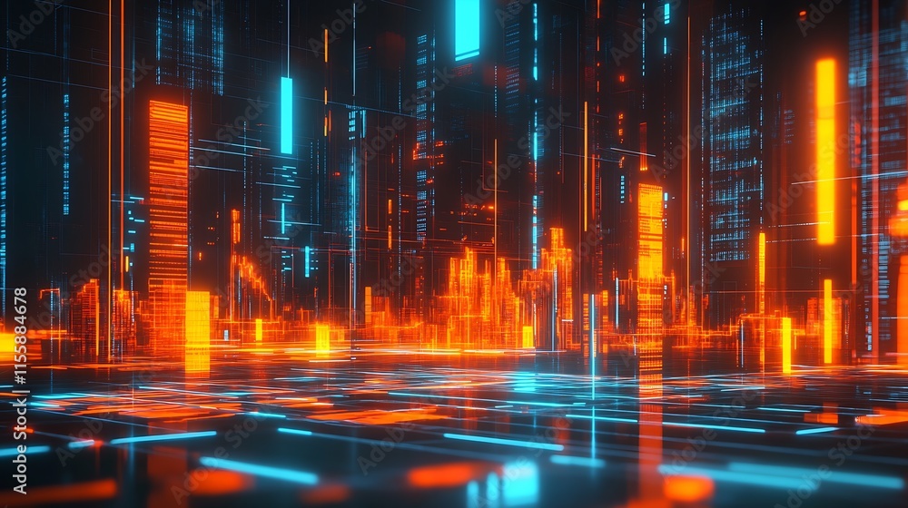 Aufkleber Cutting Edge High-Tech Metropolis with Neon Architecture and Light Effects : Generative AI