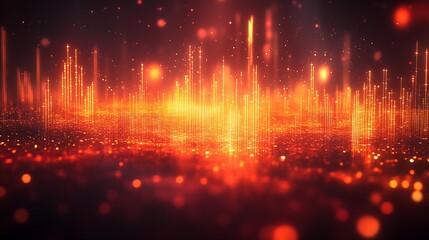 Obraz premium Dynamic Vibrant Orange Light Waves Radiating Universe Bliss : Generative AI