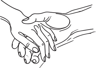 Symbolic Connection One Line Drawing of Clasped Hands