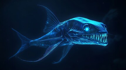 Naklejka premium Illustrate the Sloane viperfish (Chauliodus sloani) in its natural deep-ocean setting