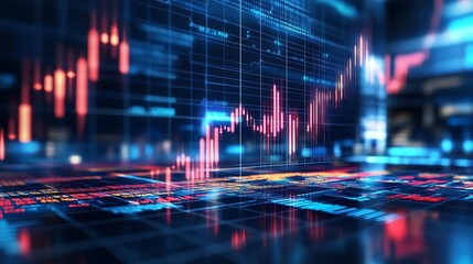Stock Market Analysis and Digital Graphs Displaying Financial Trends : Generative AI