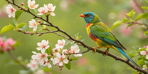 Obraz premium Colorful macaws in vibrant blue, yellow, and red perched on a branch in a tropical, exotic wildlife setting