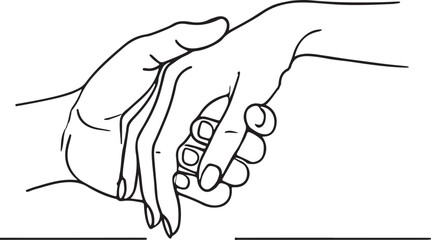 Symbolic Connection One Line Drawing of Clasped Hands