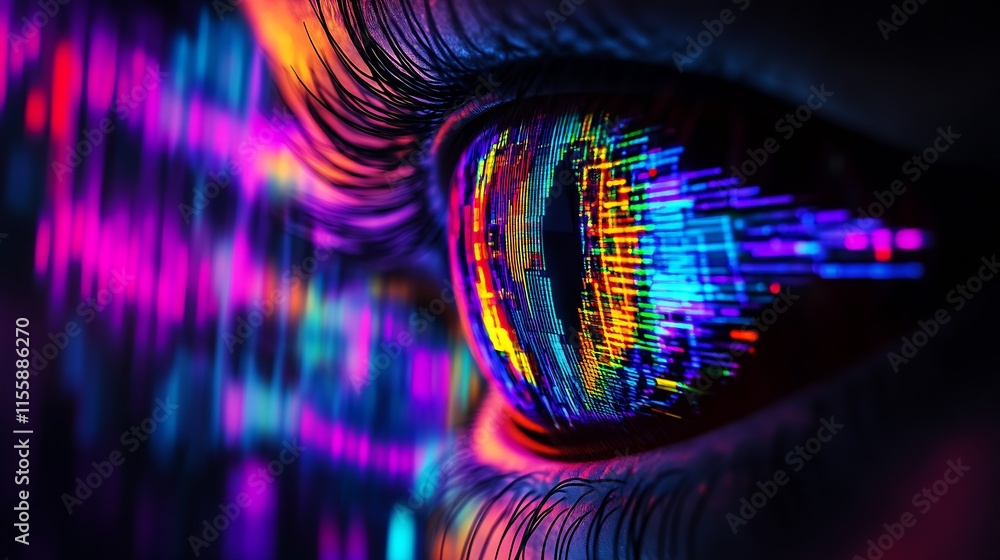 Aufkleber vibrant technological eye with cybernetic digital patterns : generative ai