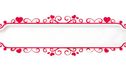 Heart Frame border for Valentine's Day background Isolated on a transparent background