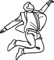 Minimalist Line Art of Man Jumping Clean and Elegant Design