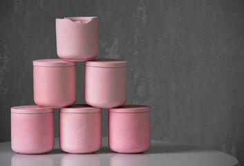 candles, candlesticks, pyramid, krait products, pink candles