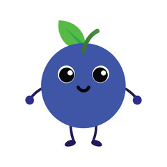 Obraz premium Vector blueberries with leaves isolated on white background.