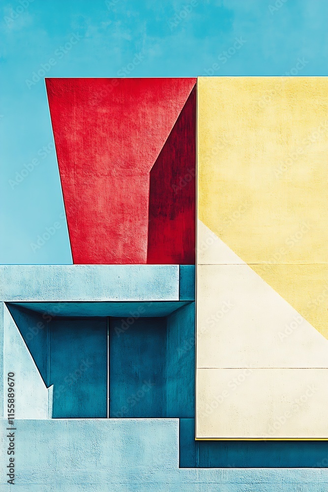 Poster Colorful Architectural Design with Intricate Geometric Patterns and Modern Art : Generative AI