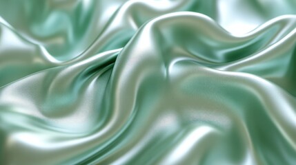 Obraz premium Smooth, flowing seafoam green silk fabric.