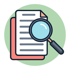 magnifying glass over document icon design