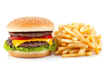 A visual comparison showcasing healthy vegetarian food like fresh vegetables, fruits, and salads on one side and unhealthy processed fast food like burgers, fries, and sugary drinks on the other, high