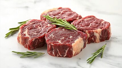 Fototapeta premium Savor the Exquisite: Juicy Beef Steaks Ready to Grill