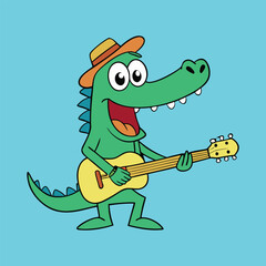Cute crocodile with a guitar