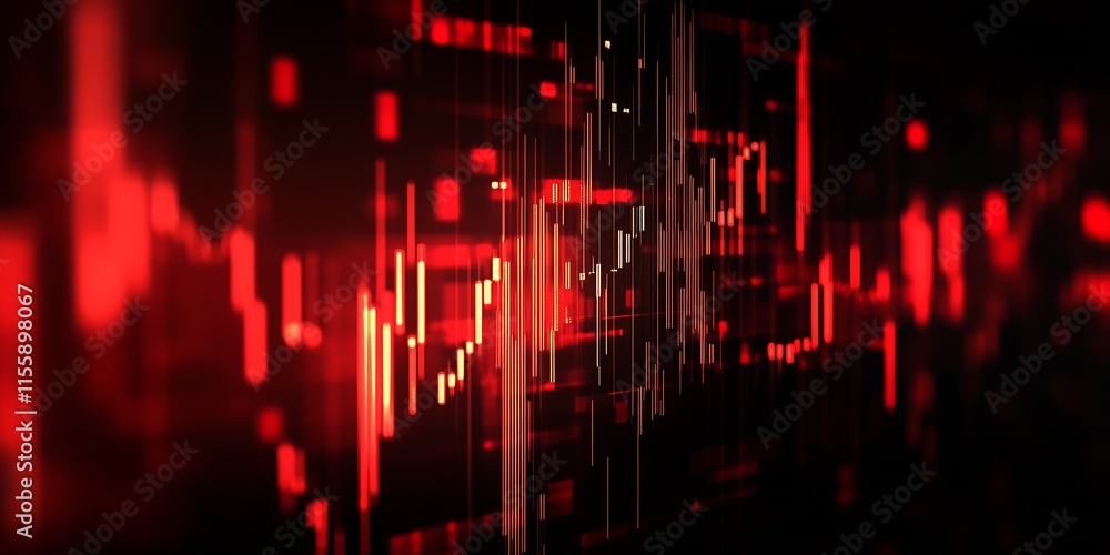 Poster Abstract Red Sound Frequency on Futuristic Digital Display : Generative AI