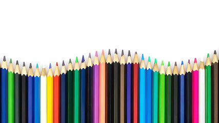Wave of Colorful Wooden Pencils A Dynamic Panoramic Back-to-School Banner for Creativity and Education