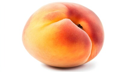 Fototapeta premium A Single Ripe Peach Isolated on White Background