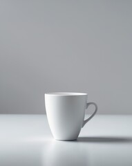 Obraz premium there is a white cup sitting on a table with a gray background