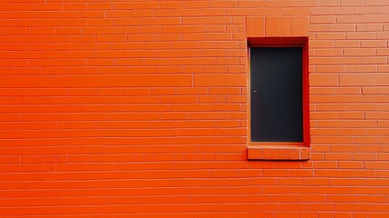 Minimalist Orange Brick Wall With Narrow Window Urban Visual Aesthetic : Generative AI