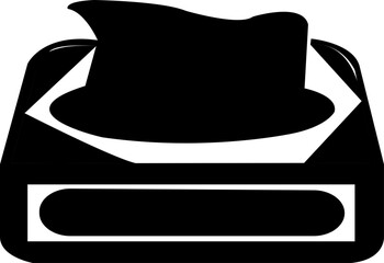 Black and white tissue box, hand, face