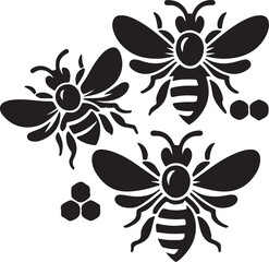 Honey bee Silhouette Vector In White Background 