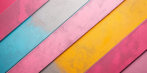 An abstract minimalist background featuring diagonal stripes in pastel colors including pink, yellow, gray, and turquoise