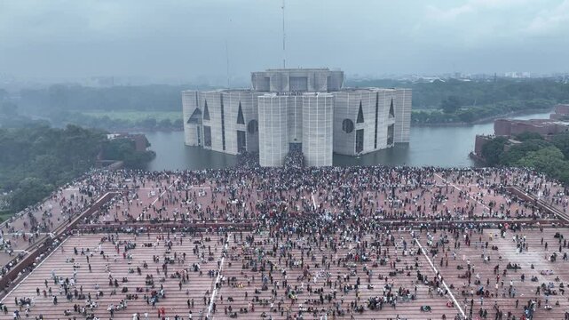 Aerial footage of mass uprising in Dhaka, Bangladesh in 2024
