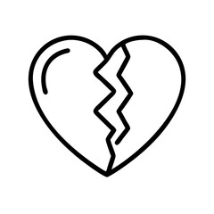 Outline of a broken heart symbol concept for love and heartbreak