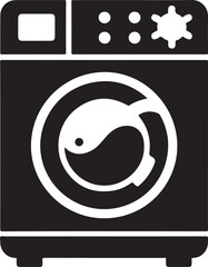 Washing Machine Silhouette Vector In White Background 