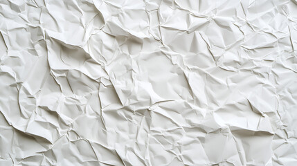 Fototapeta premium Crumpled White Paper Texture Background, Wrinkled, Creased, Grunge, Abstract