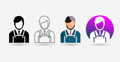 Male Worker Avatar Icons Set